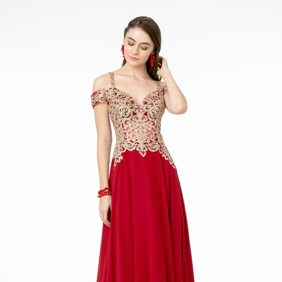 NEW CUT AWAY SHOULDERS SLEEVELESS A-LINE CHIFFON DRESS WITH ZIPPER BACK GL2998 - Picture 7 of 10